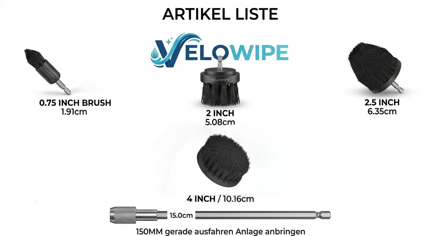 VeloWipe Professional Wheel Detailer Set – Das ultimative 5-teilige Bürsten-System für makellose Felgen - VeloWipe